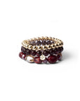 Bracciale elastico multi filo con pietre in acrilico e vetro tono rosso - Mya Accessories