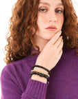 Bracciale elastico multi filo con pietre in acrilico e vetro nere - Mya Accessories