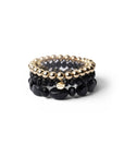 Bracciale elastico multi filo con pietre in acrilico e vetro nere - Mya Accessories