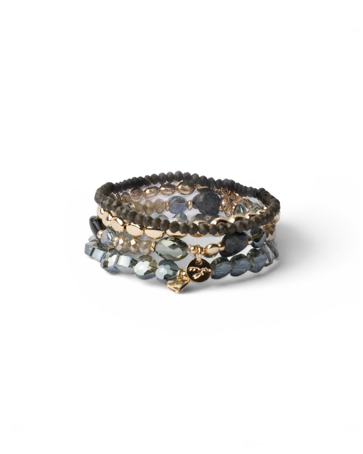 Bracciale elastico multi filo con pietre in vetro tono verde - Mya Accessories