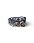 Bracciale elastico multi filo con pietre in vetro tono blu - Mya Accessories