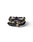 Bracciale elastico multi filo con pietre in vetro nere - Mya Accessories