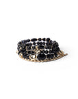 Bracciale elastico multi filo con pietre in vetro nere - Mya Accessories