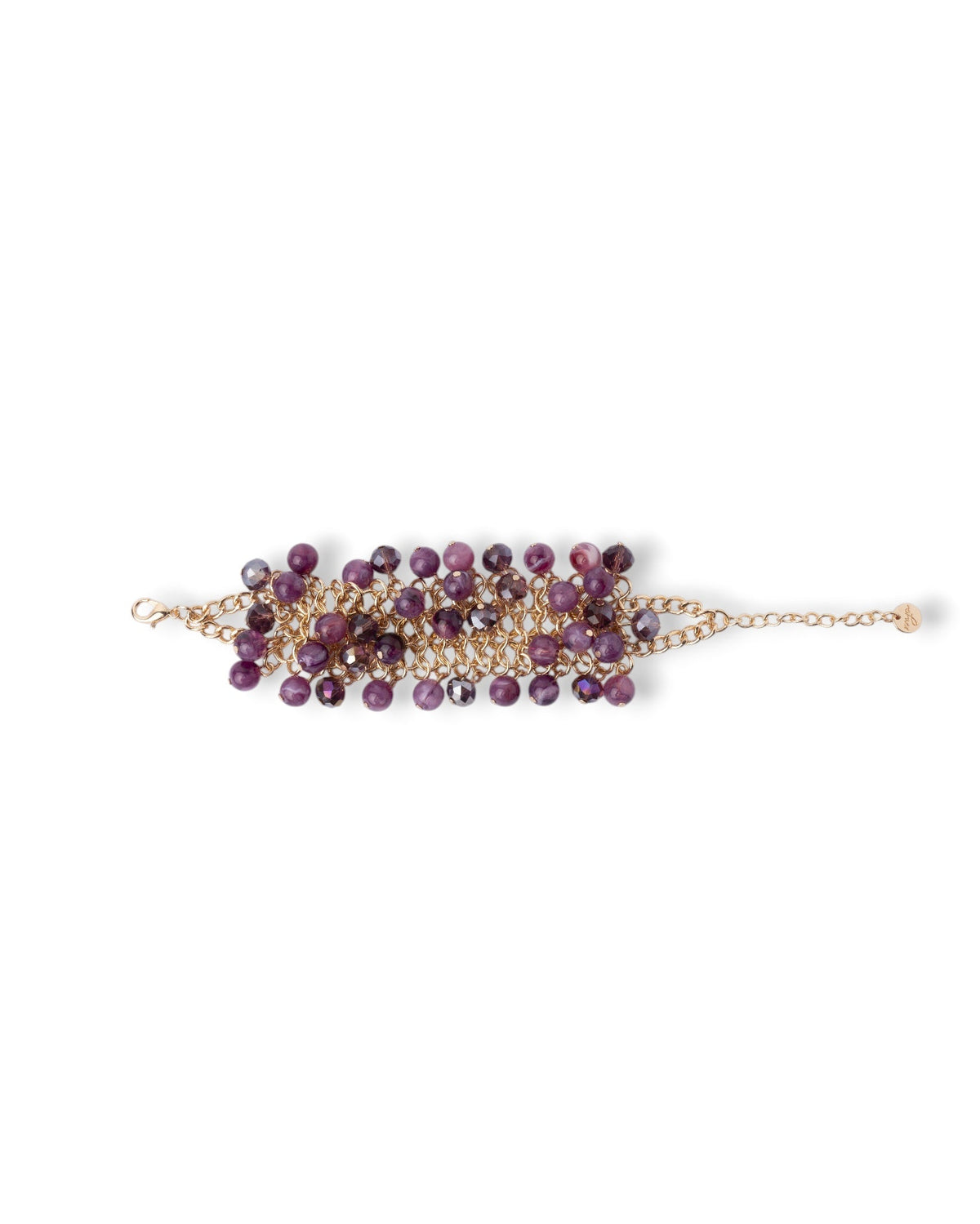 Bracciale a catena con pietre in vetro ed acrilico tono viola - Mya Accessories