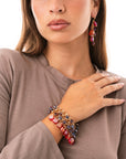 Bracciale a catena con pietre pendenti in vetro tono viola e rosso - Mya Accessories