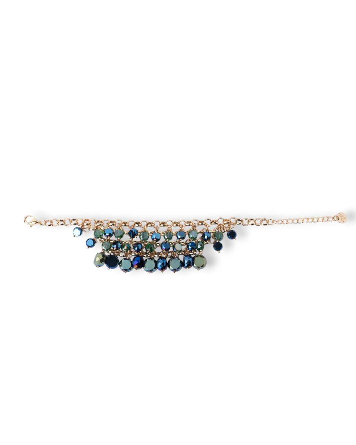 Bracciale a catena con pietre pendenti in vetro tono blu - Mya Accessories