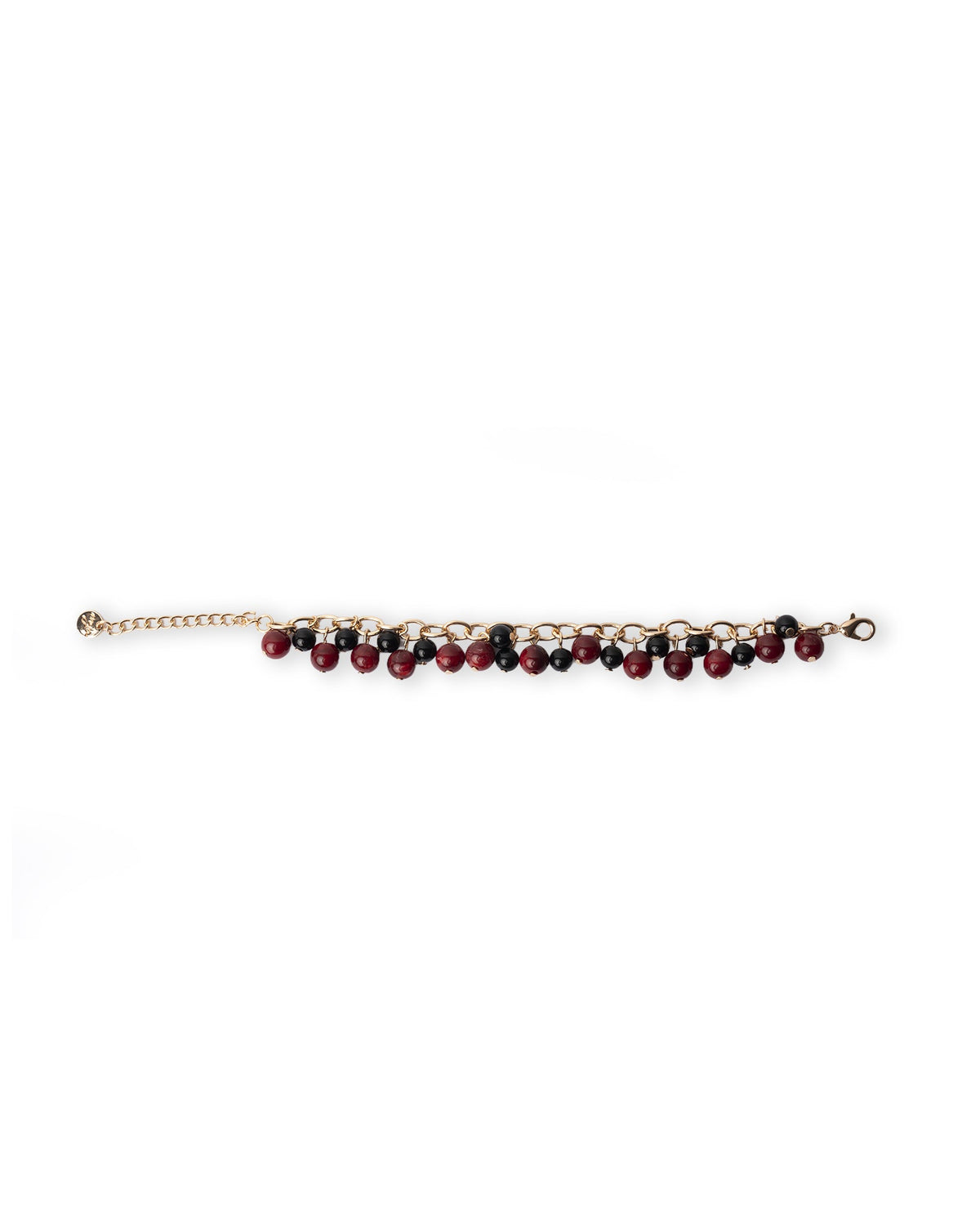 Bracciale a filo di catena con pietre pendenti in acrilico tono rosso e nero - Mya Accessories