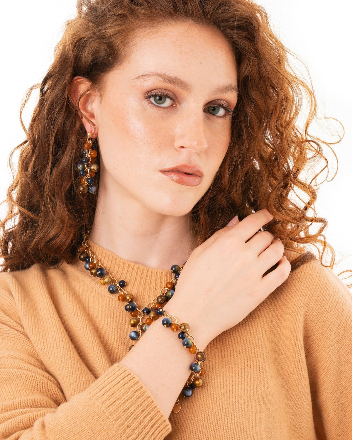 Bracciale a filo di catena con pietre pendenti in acrilico multicolore - Mya Accessories
