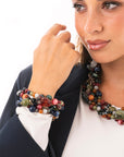 Bracciale con pietre intrecciate in acrilico e vetro multicolore - Mya Accessories