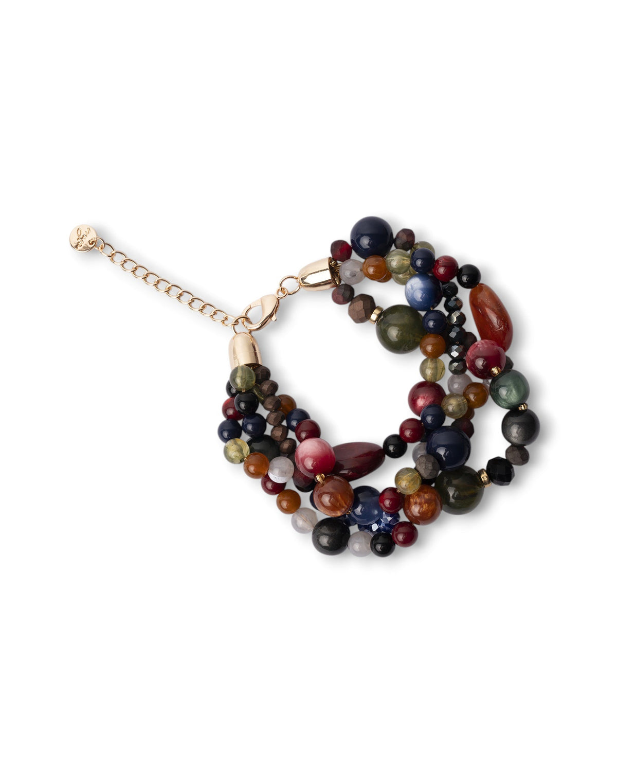 Bracciale con pietre intrecciate in acrilico e vetro multicolore - Mya Accessories