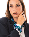 Bracciale con pietre intrecciate in acrilico e vetro tono blu - Mya Accessories