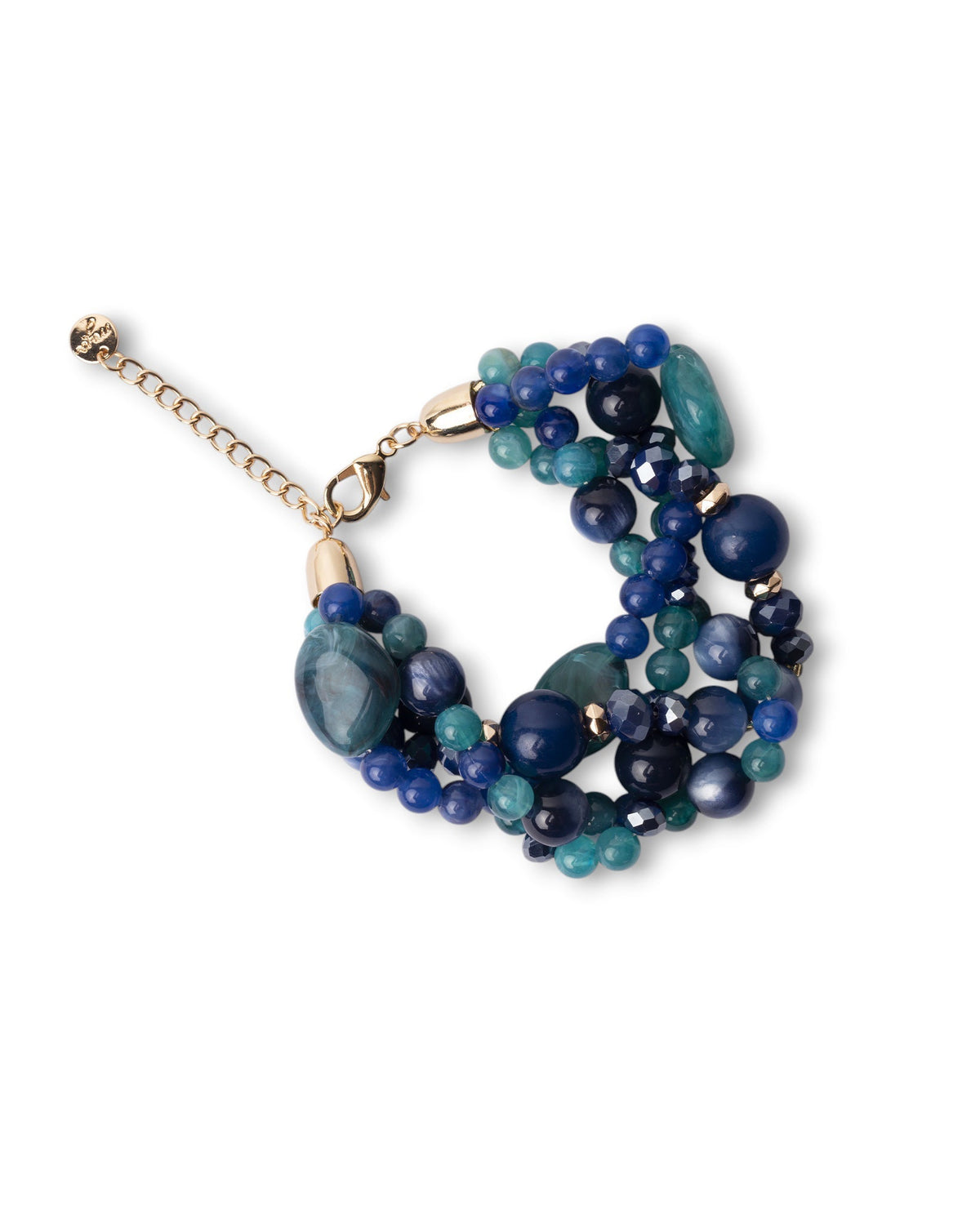 Bracciale con pietre intrecciate in acrilico e vetro tono blu - Mya Accessories