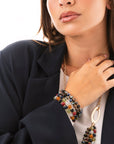Bracciale elastico a quattro fili con pietre in acrilico multicolore - Mya Accessories