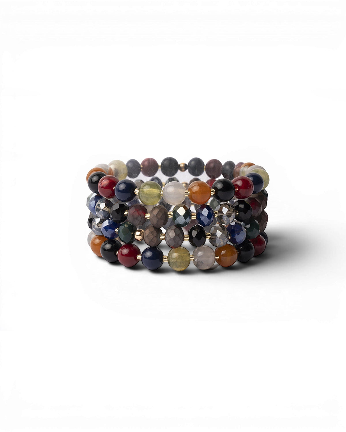 Bracciale elastico a quattro fili con pietre in acrilico multicolore - Mya Accessories