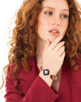 Bracciale in metallo con pietre in vetro tono viola - Mya Accessories