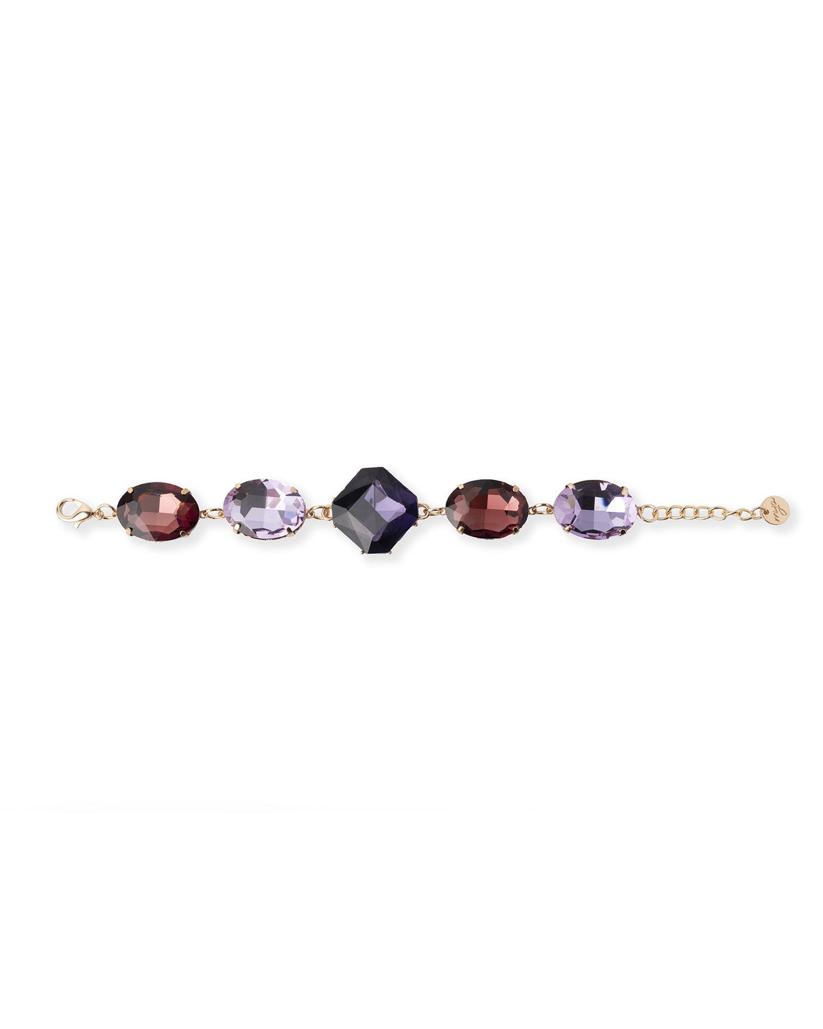 Bracciale in metallo con pietre in vetro tono viola - Mya Accessories