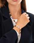 Bracciale in metallo con inserti di pietre in vetro viola - Mya Accessories