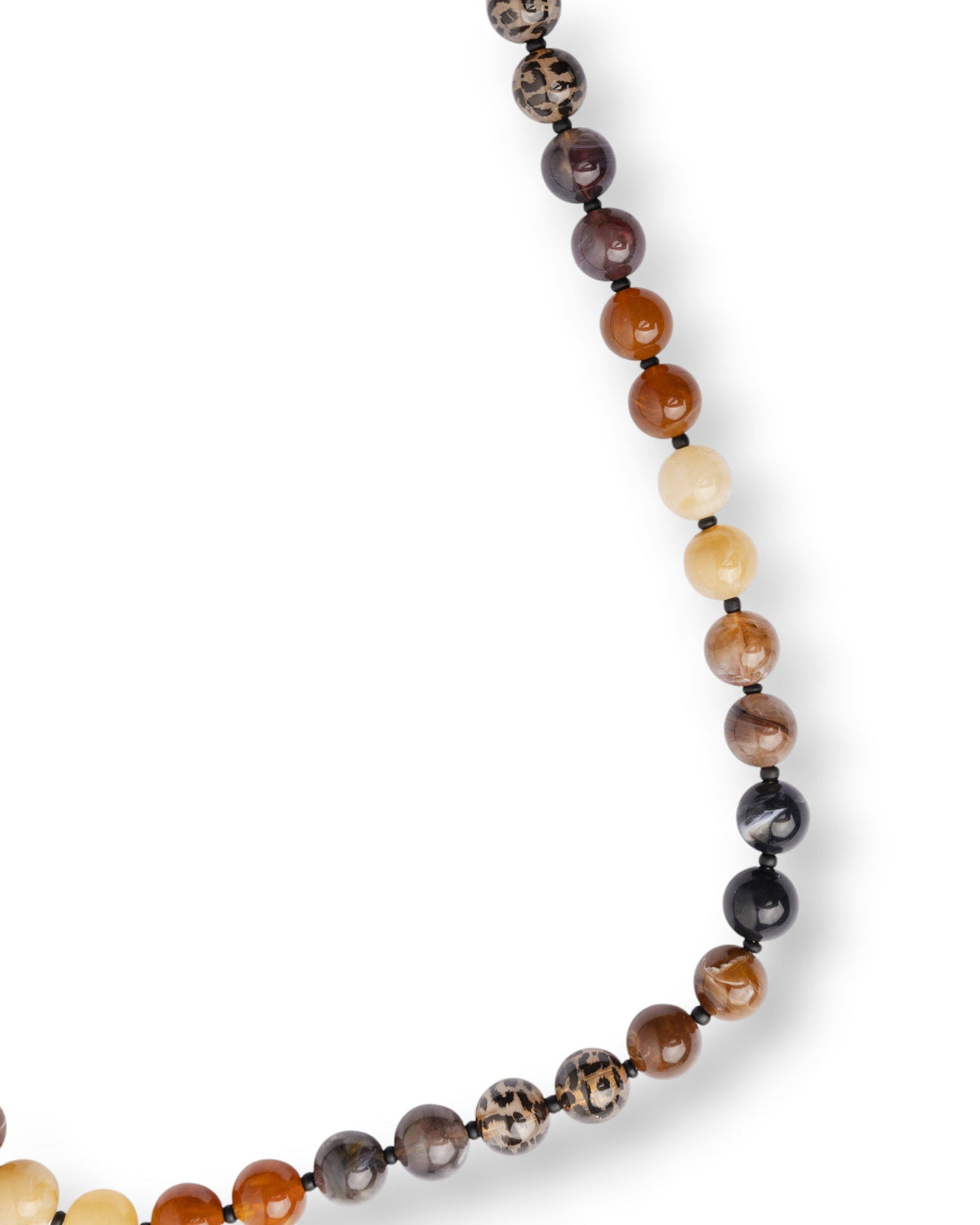 Collana lunga con sfere in acrilico e resina animalier sui toni del marrone - Mya Accessories