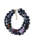 Collana girocollo a tre fili con pietre grandi in acrilico tono blu - Mya Accessories