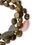 Collana girocollo a tre fili con pietre grandi in acrilico tono verde oliva - Mya Accessories