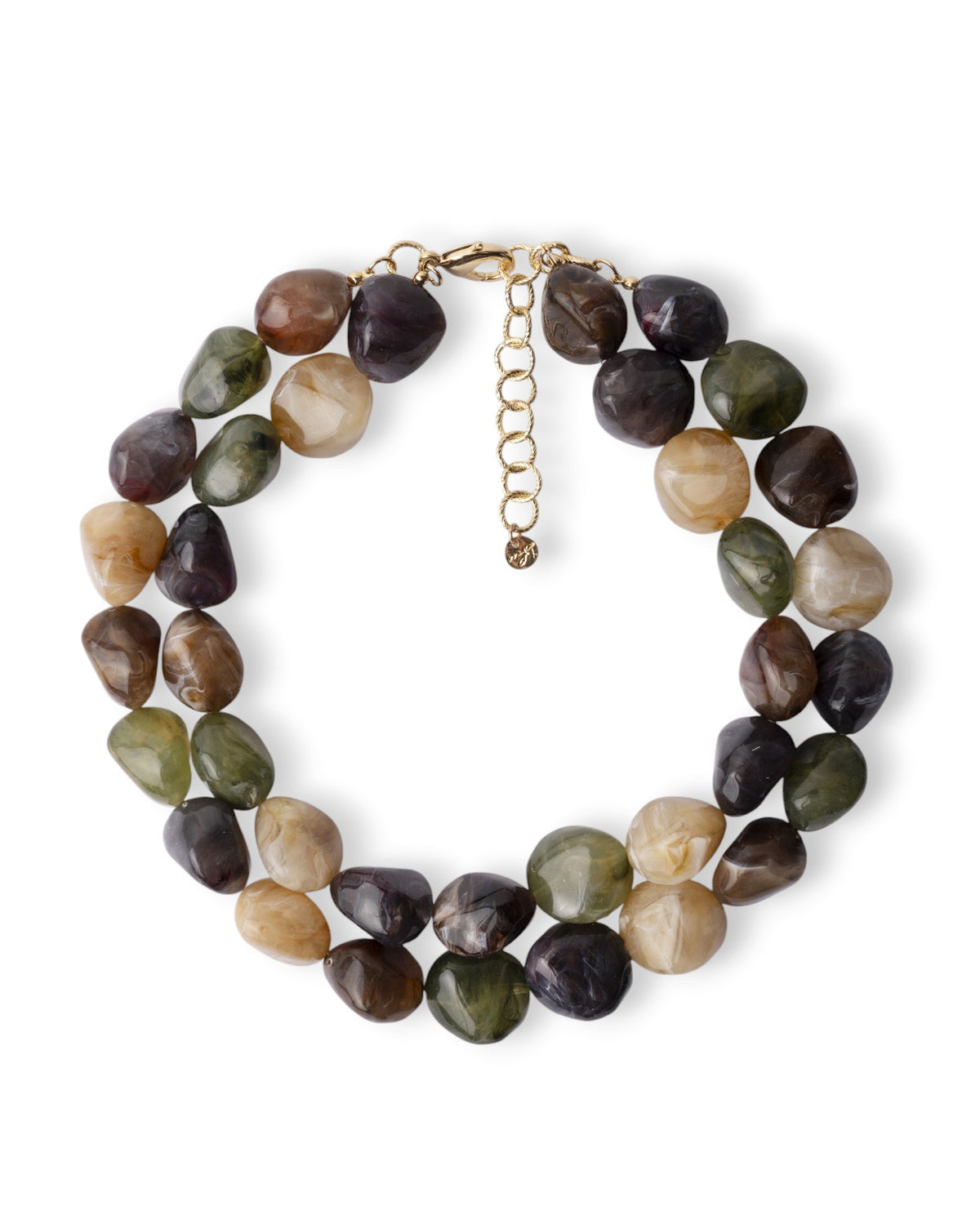 Collana girocollo a due fili con pietre grandi in acrilico tono verde - Mya Accessories