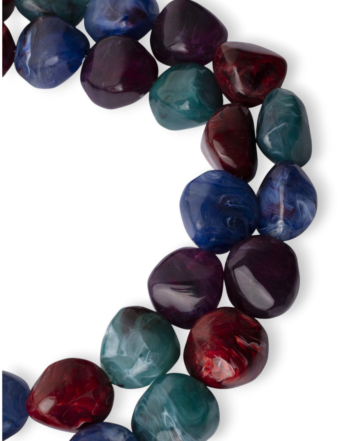 Collana girocollo a due fili con pietre grandi in acrilico tono rosso e blu - Mya Accessories