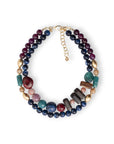 Collana a due fili con pietre in acrilico blu e viola - Mya Accessories