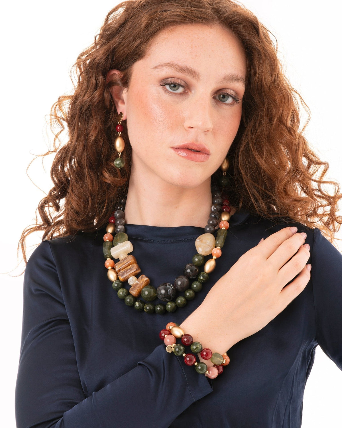 Collana a due fili con pietre in acrilico multicolore - Mya Accessories