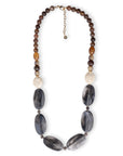 Collana lunga con pietre in acrilico e resina marrone e grigio - Mya Accessories