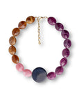 Collana girocollo in acrilico con pietre marrone e viola - Mya Accessories