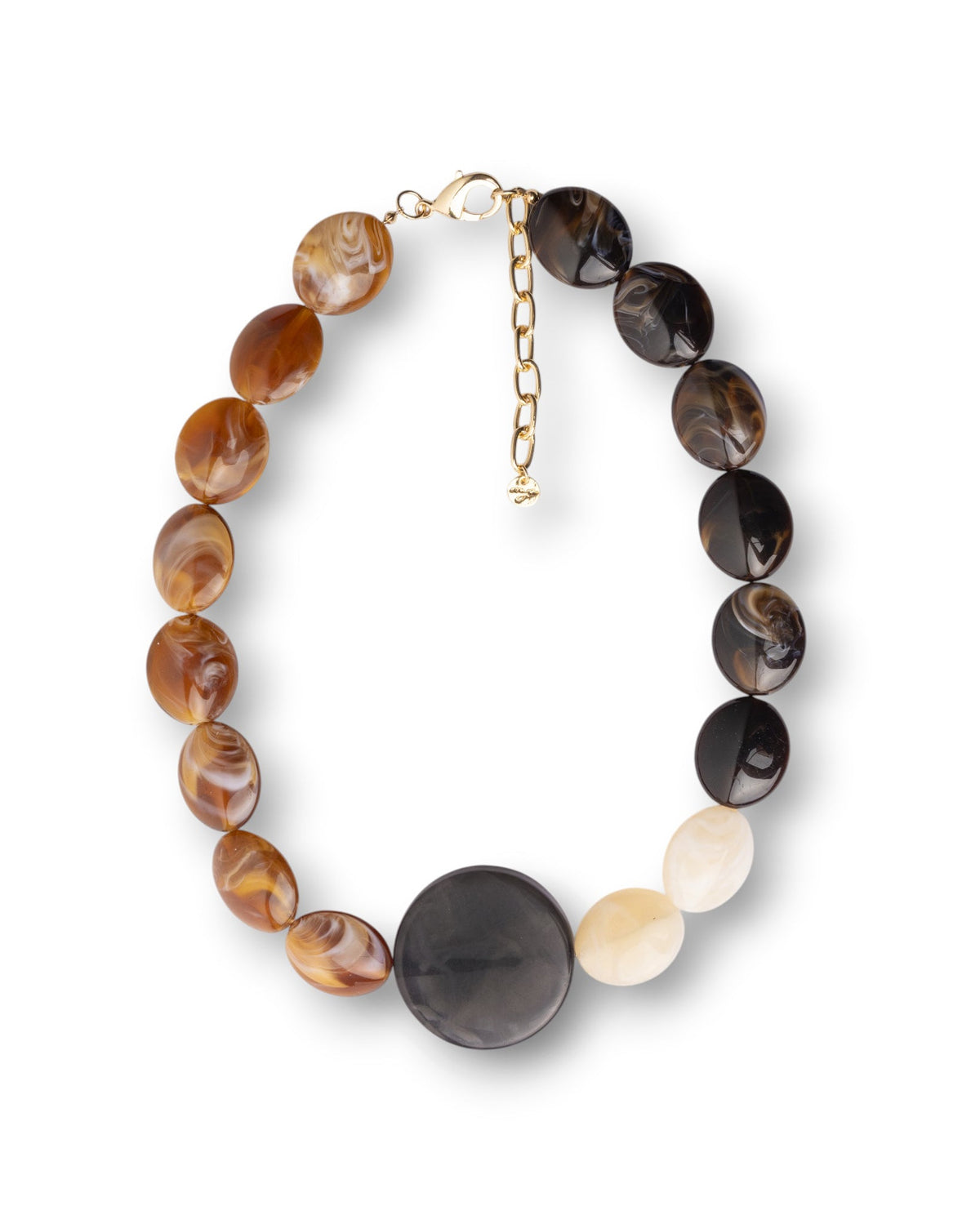 Collana girocollo in acrilico con pietre marrone e topazio - Mya Accessories