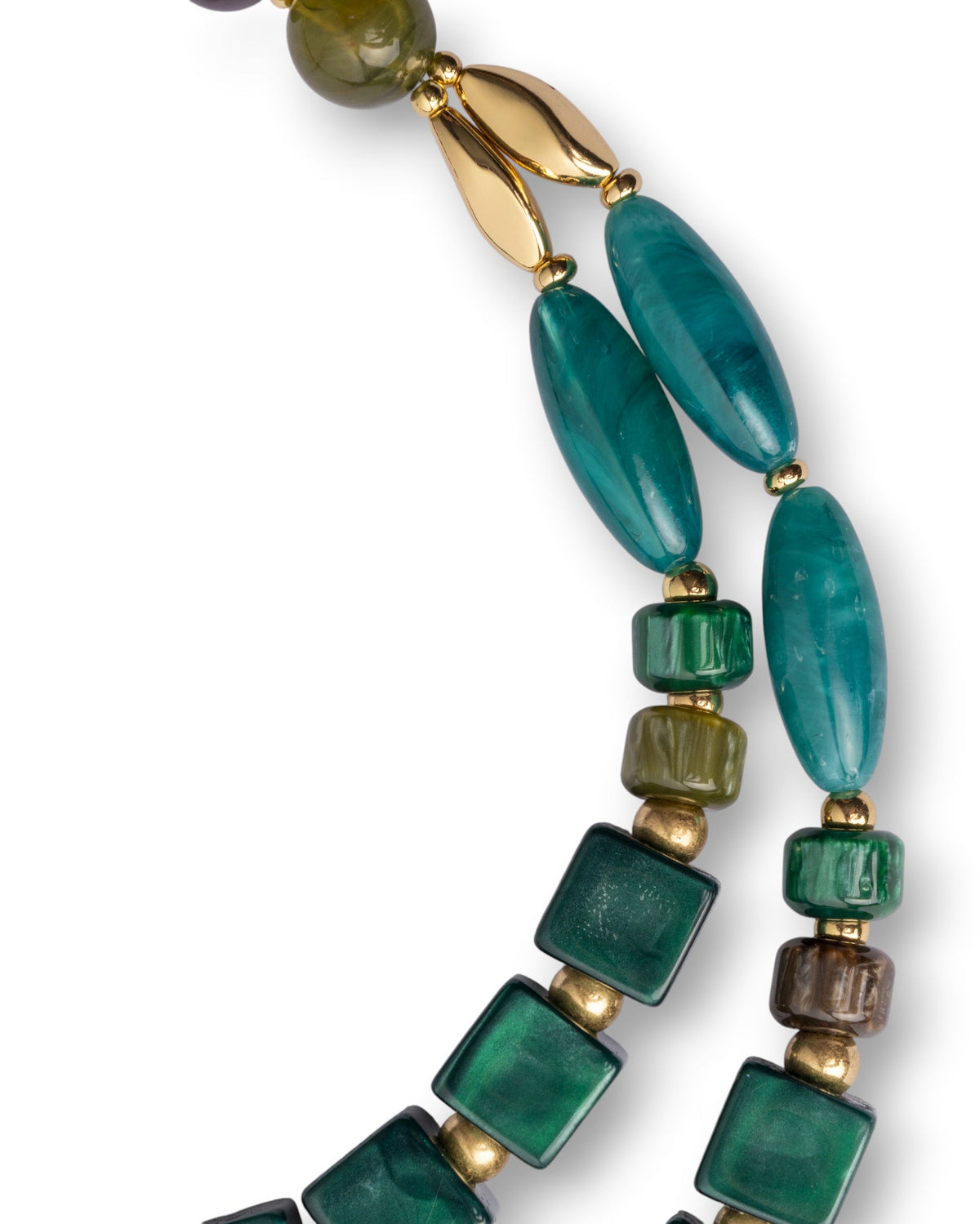 Collana a due fili con pietre in acrilico e resina tono petrolio - Mya Accessories