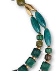 Collana a due fili con pietre in acrilico e resina tono petrolio - Mya Accessories