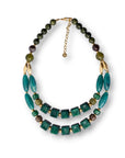 Collana a due fili con pietre in acrilico e resina tono petrolio - Mya Accessories