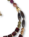 Collana due fili con pietre in acrilico e resina tono rosso e verde - Mya Accessories