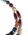 Collana multi fili con pietre in acrilico e resina tono blu - Mya Accessories