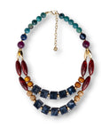 Collana multi fili con pietre in acrilico e resina tono blu - Mya Accessories