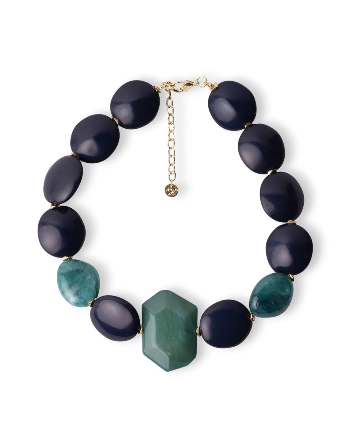 Collana girocollo con pietre schiacciate in acrilico tono blu - Mya Accessories