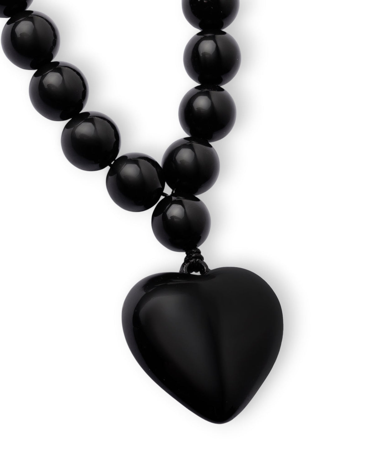 Collana girocollo con sfere in acrilico e pendente a cuore nero - Mya Accessories