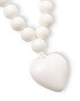 Collana girocollo con sfere in acrilico e pendente a cuore bianco - Mya Accessories