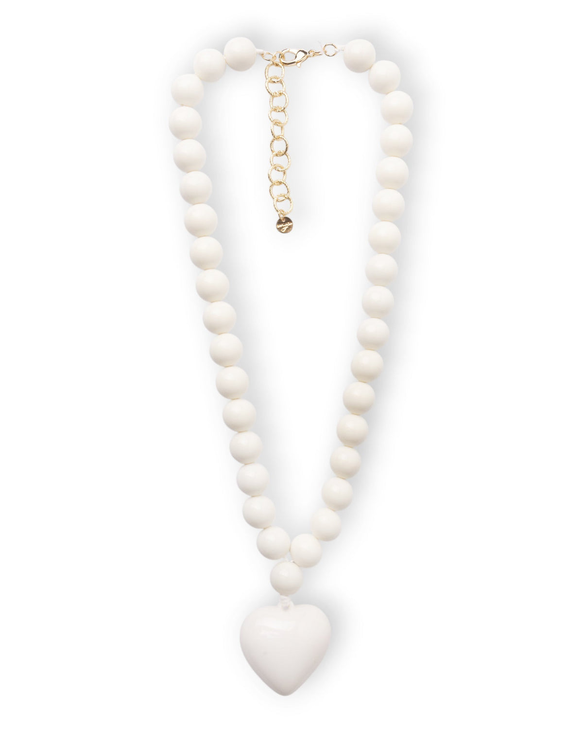 Collana girocollo con sfere in acrilico e pendente a cuore bianco - Mya Accessories