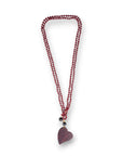 Collana lunga a due fili con pietre in vetro bordeaux e pendente a cuore - Mya Accessories