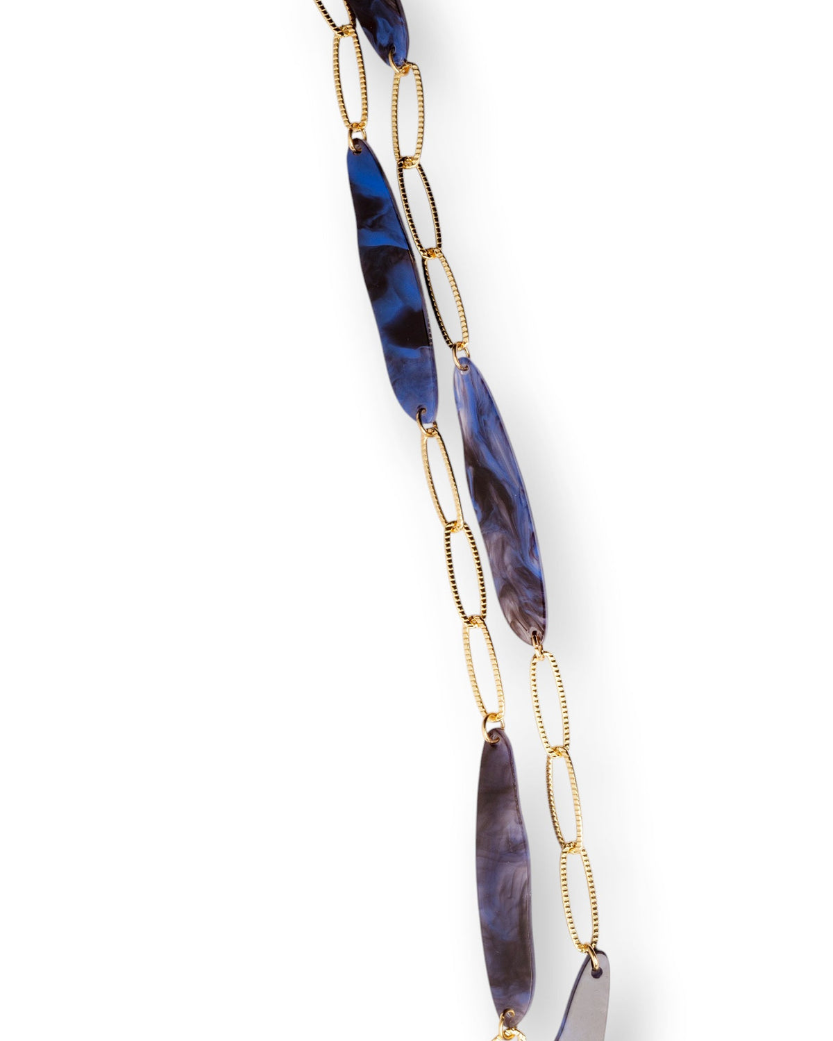Collana lunga a due fili a catena con inserti in acrilico tono blu - Mya Accessories