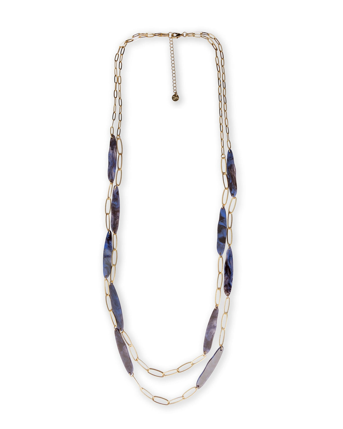 Collana lunga a due fili a catena con inserti in acrilico tono blu - Mya Accessories