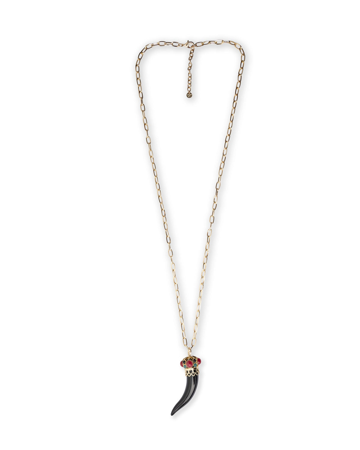 Collana lunga a catena con pendente in acrilico a forma di corno nero - Mya Accessories
