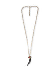 Collana lunga a catena con pendente in acrilico a forma di corno nero - Mya Accessories