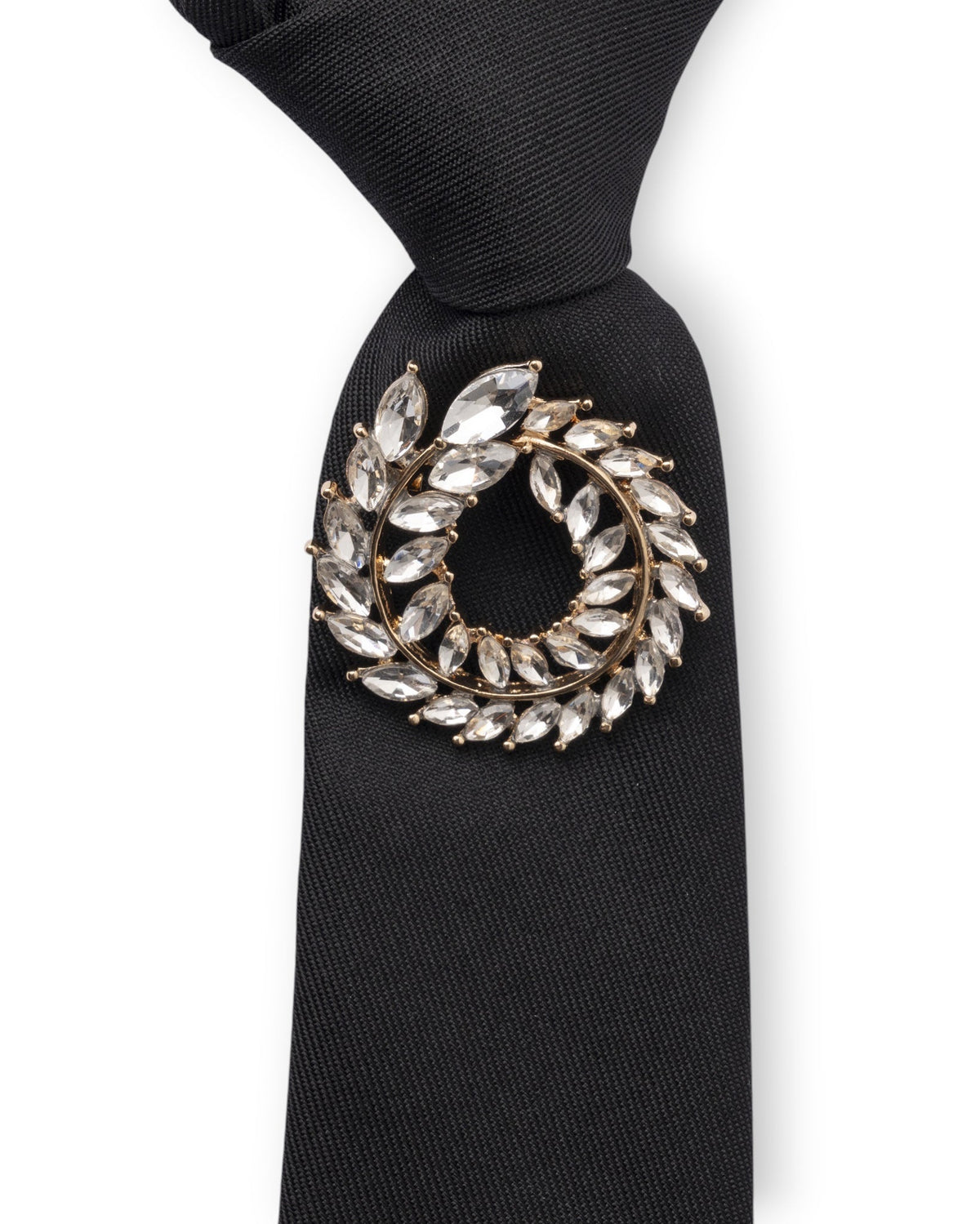 Cravatta nera elastica con spilla in vetro crystal - Mya Accessories