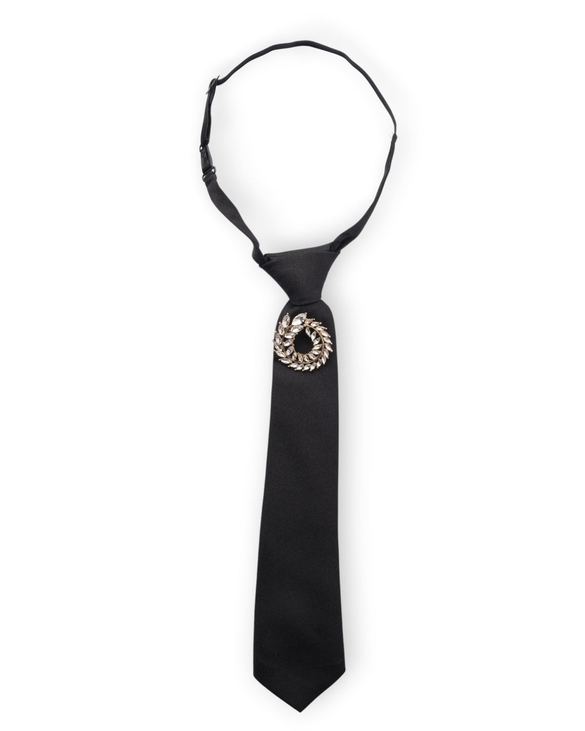 Cravatta nera elastica con spilla in vetro crystal - Mya Accessories