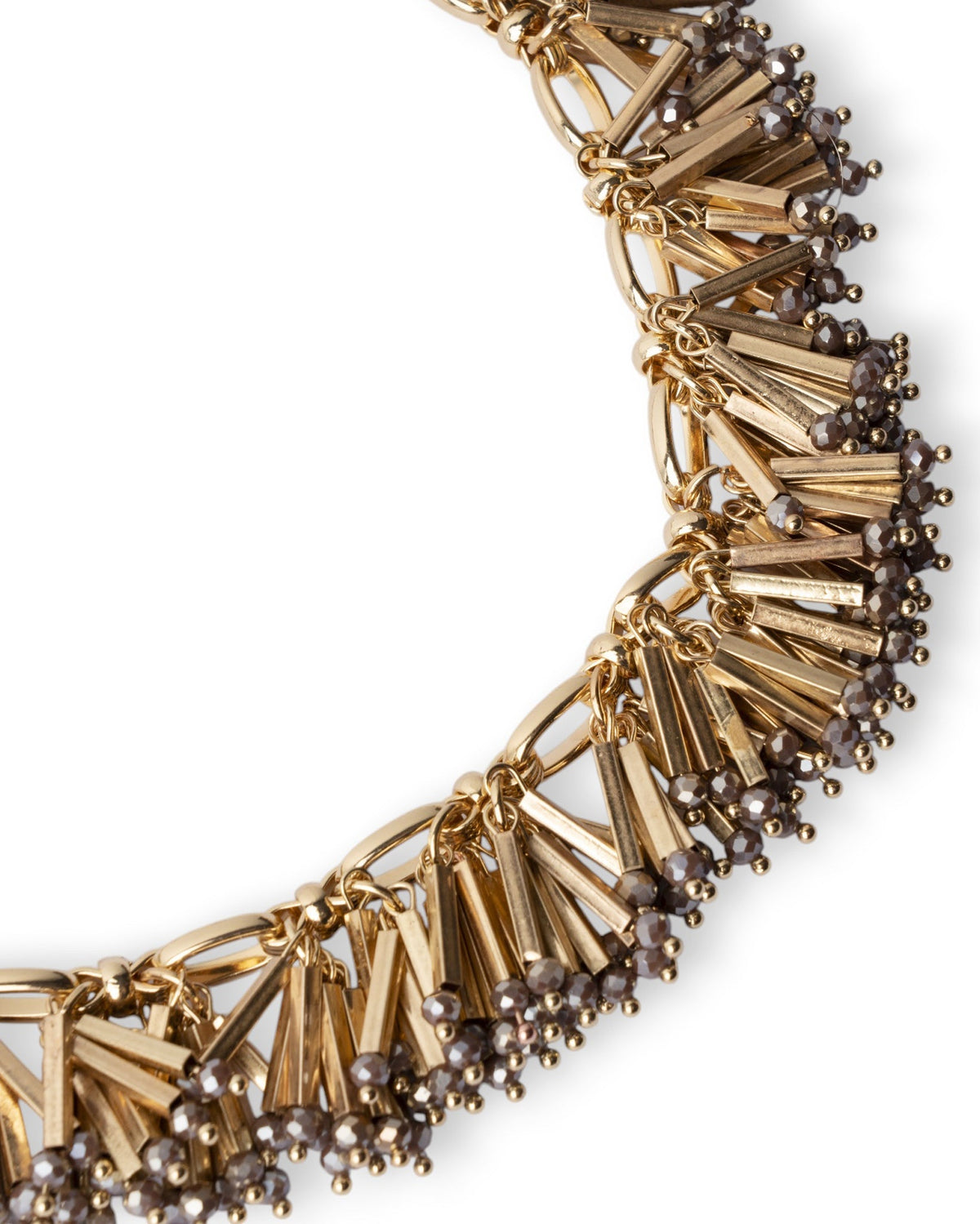 Collana girocollo in metallo con inserti in metallo e pietre in vetro grigie - Mya Accessories