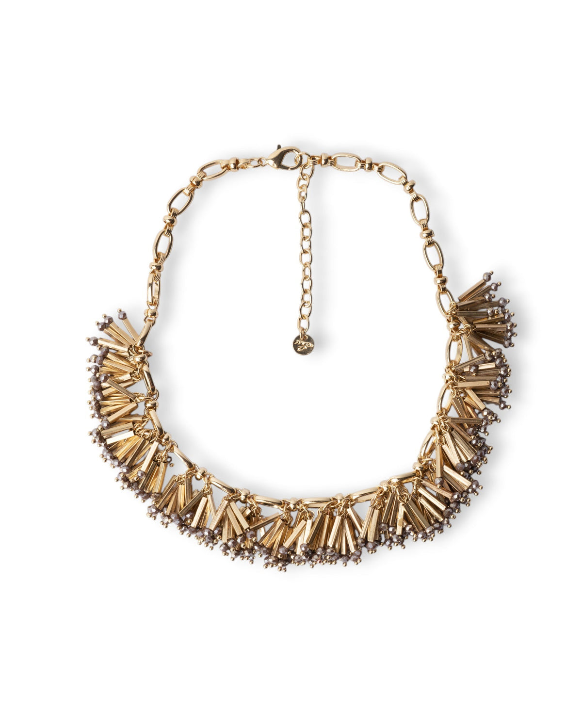 Collana girocollo in metallo con inserti in metallo e pietre in vetro grigie - Mya Accessories